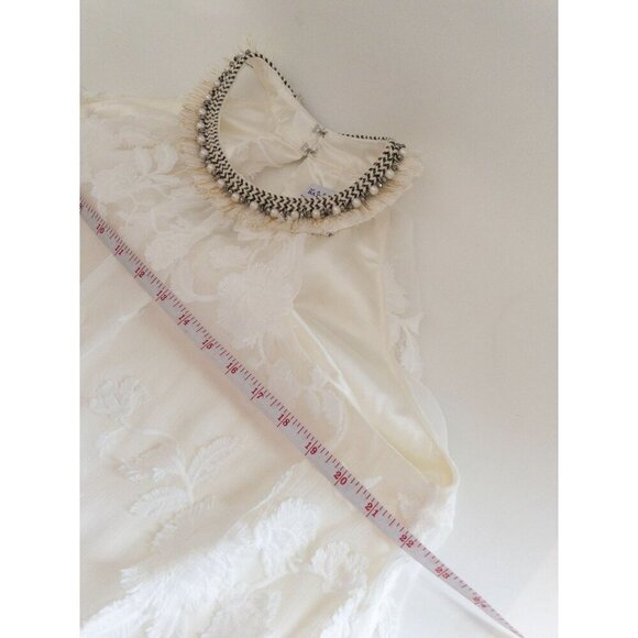 Badgley Mischka Embroidered Halter Wedding Dress - Ivory Sleeveless Gown With Fl - Picture 10 of 14